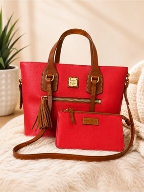 Dooney & Bourke‎ Morgan Shoulder Bag Tote | Geranium Italian Leather &  Tassels
